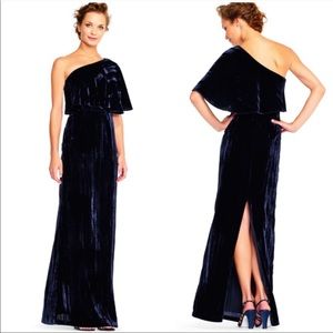 Adrianna Papell One Shoulder Velvet Draped Gown